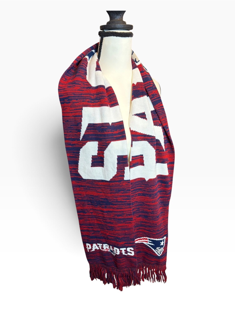 NFL New England Patriots Red Blue White Team Knit Tassel Long Scarf